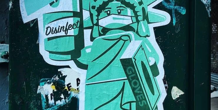 Even Lady Liberty knows to wear a mask, socially distance and have solo weed sessions.