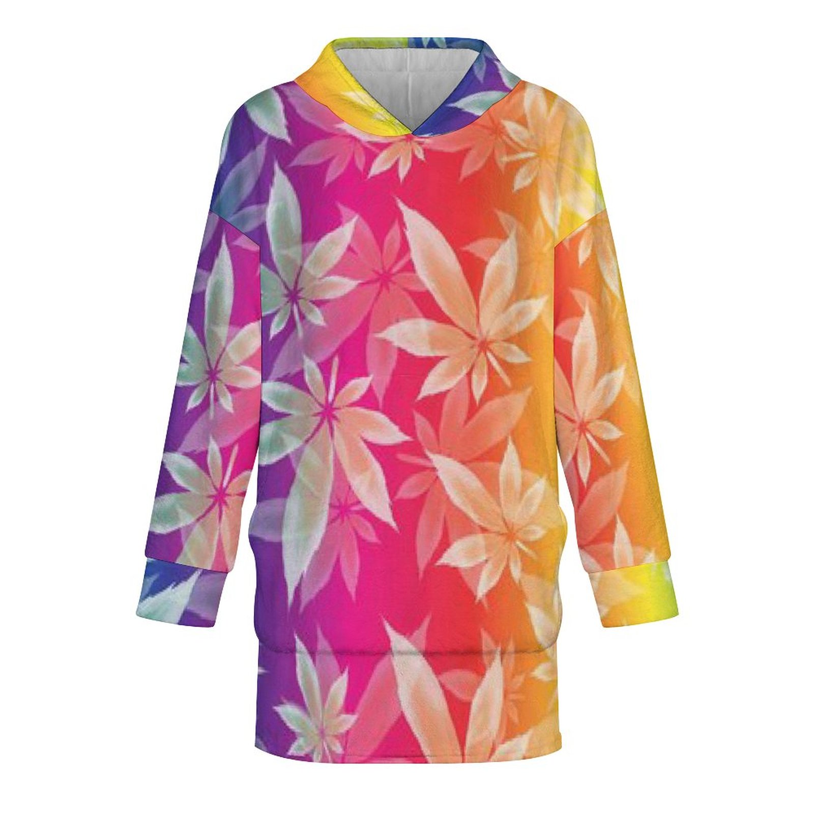 Rainbow with Leaf Pattern Wearable Sweater Blanket Oversize SHIPPING INCLUDED! - Image 5