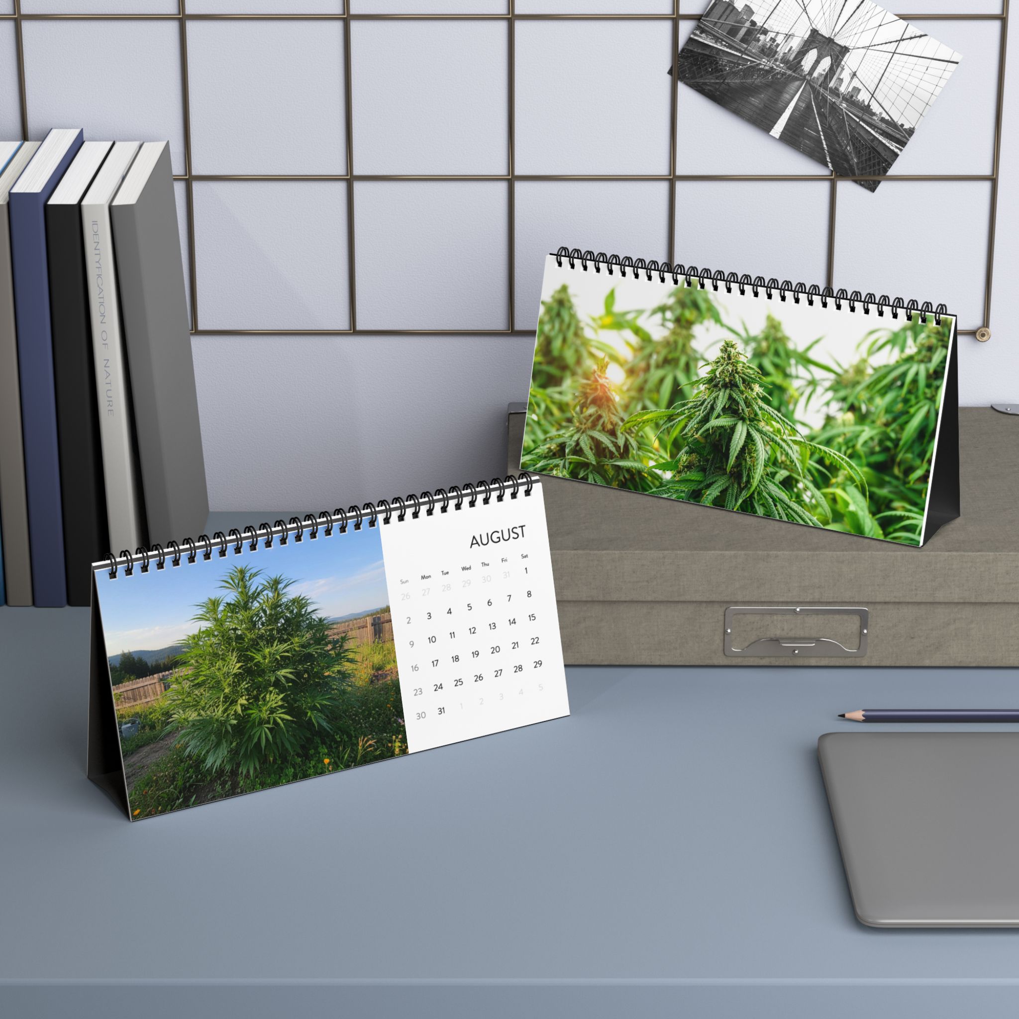 2026 Cannabis Desktop Calendar - Monthly Grid Planner with Indoor/Outdoor Grow Photos