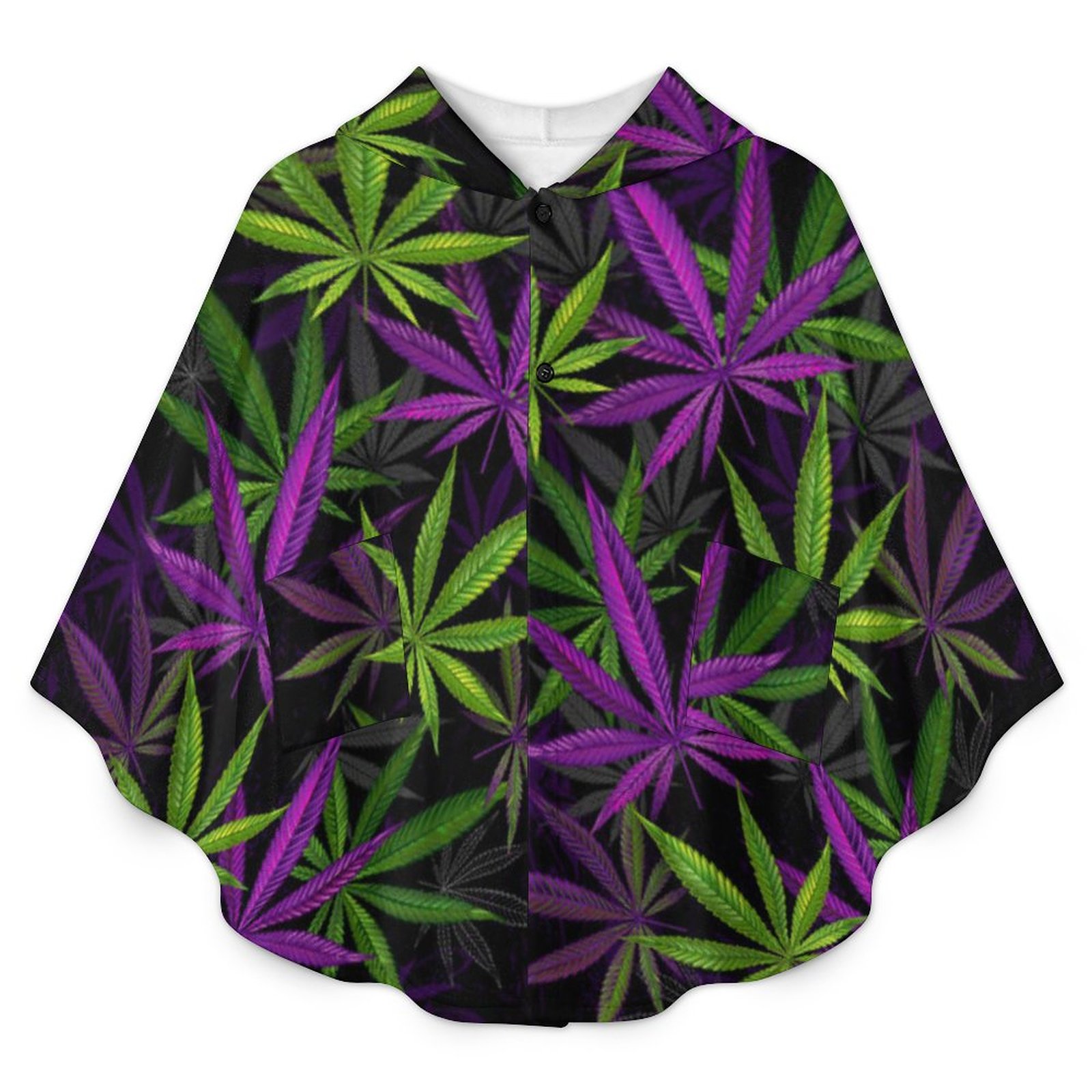 Purple & Green Leaves Adult Hooded Blanket SHIPPING INCLUDED! - Image 3