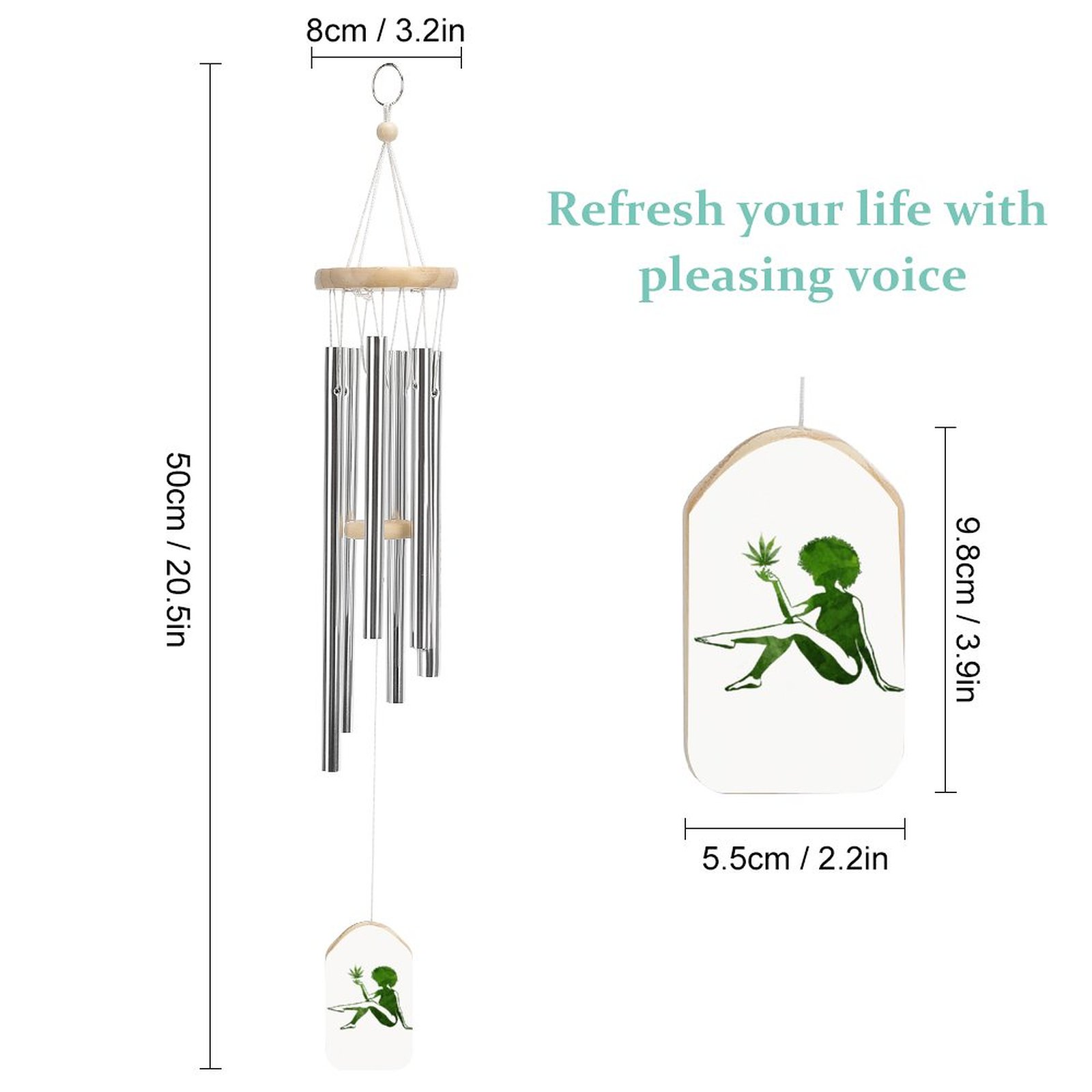 Ganja Goddess Silhouette Wind Chime with White Background SHIPPING INCLUDED! - Image 2