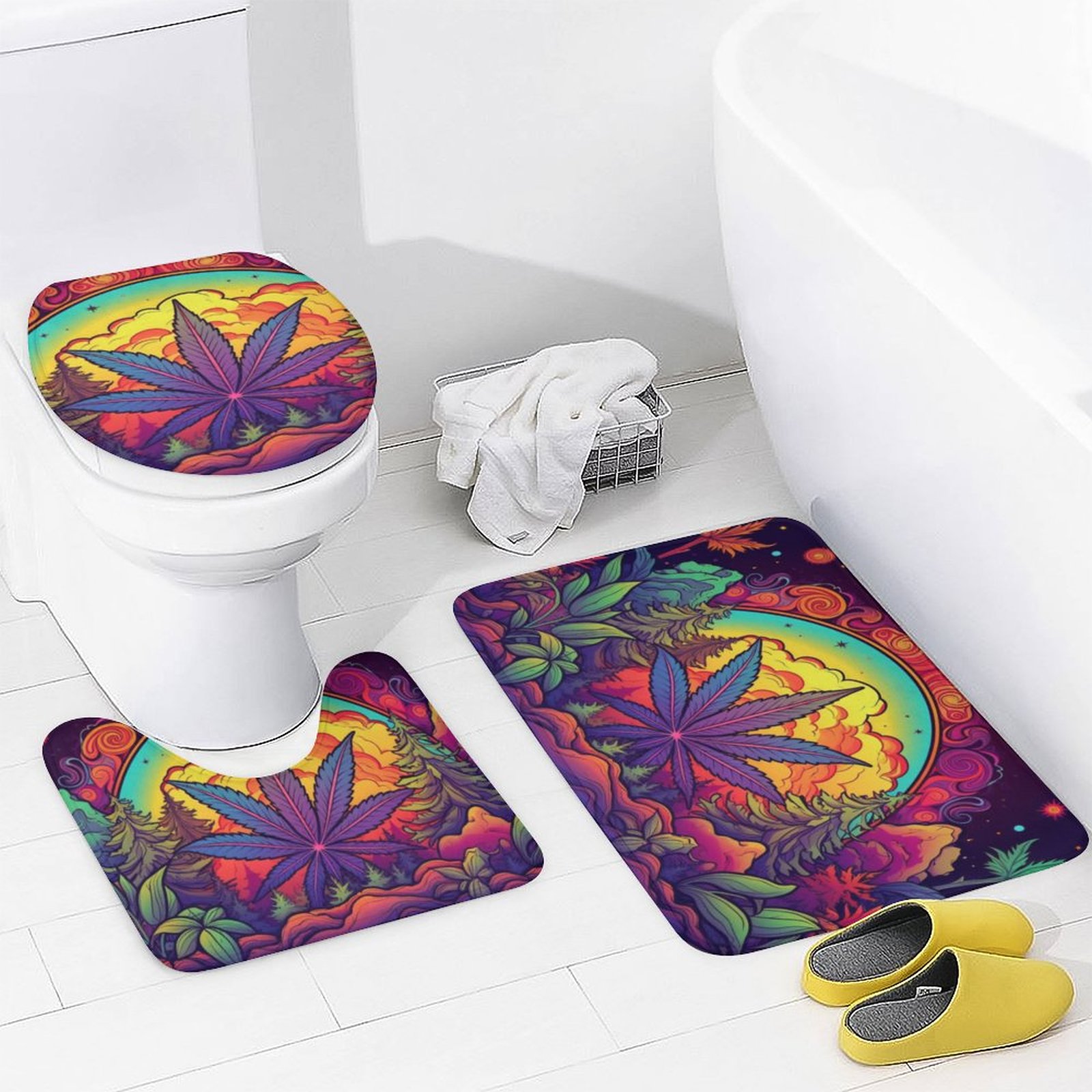 Wilderness Leaf Art Shower Curtain Set with 3 Rugs SHIPPING INCLUDED! - Image 4