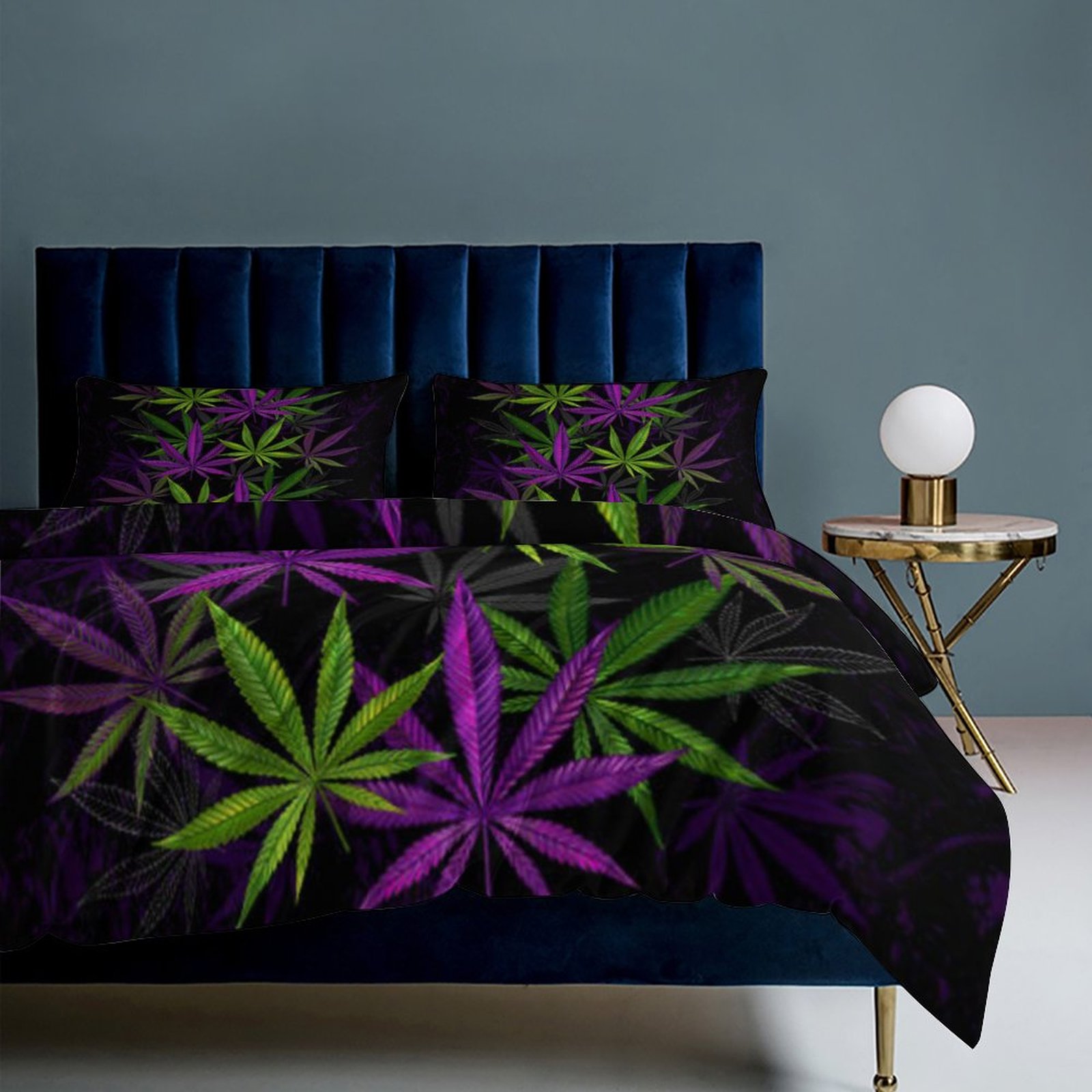Purple & Green Leaves 3-Piece Queen Bedding Set-90"x90"/ 229x229cm SHIPPING INCLUDED! - Image 8