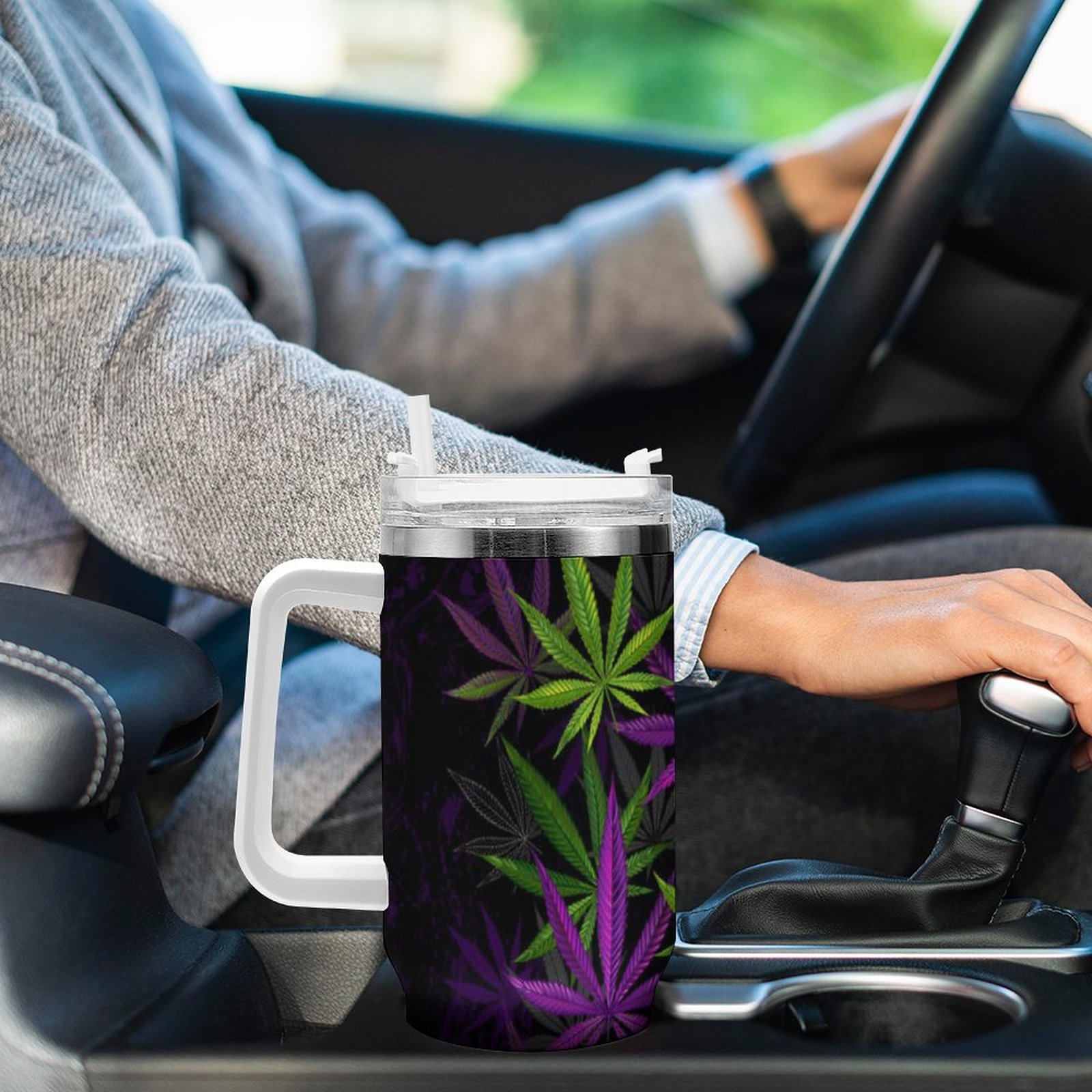 Purple & Green Leaves 40oz Large Capacity Car Cup SHIPPING INCLUDED! - Image 6