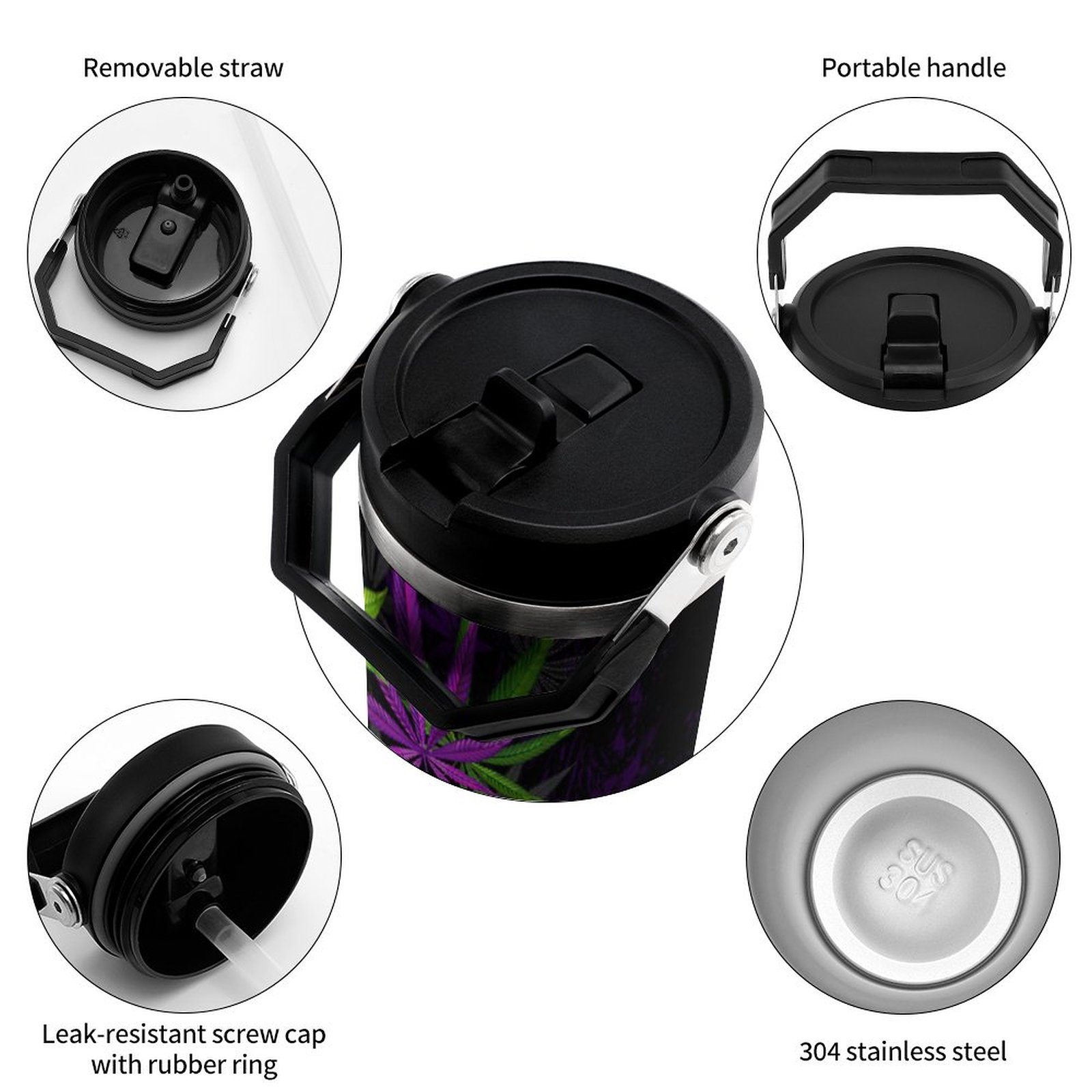 Purple & Green Leaves 30oz Car Cup with Handle SHIPPING INCLUDED! - Image 8