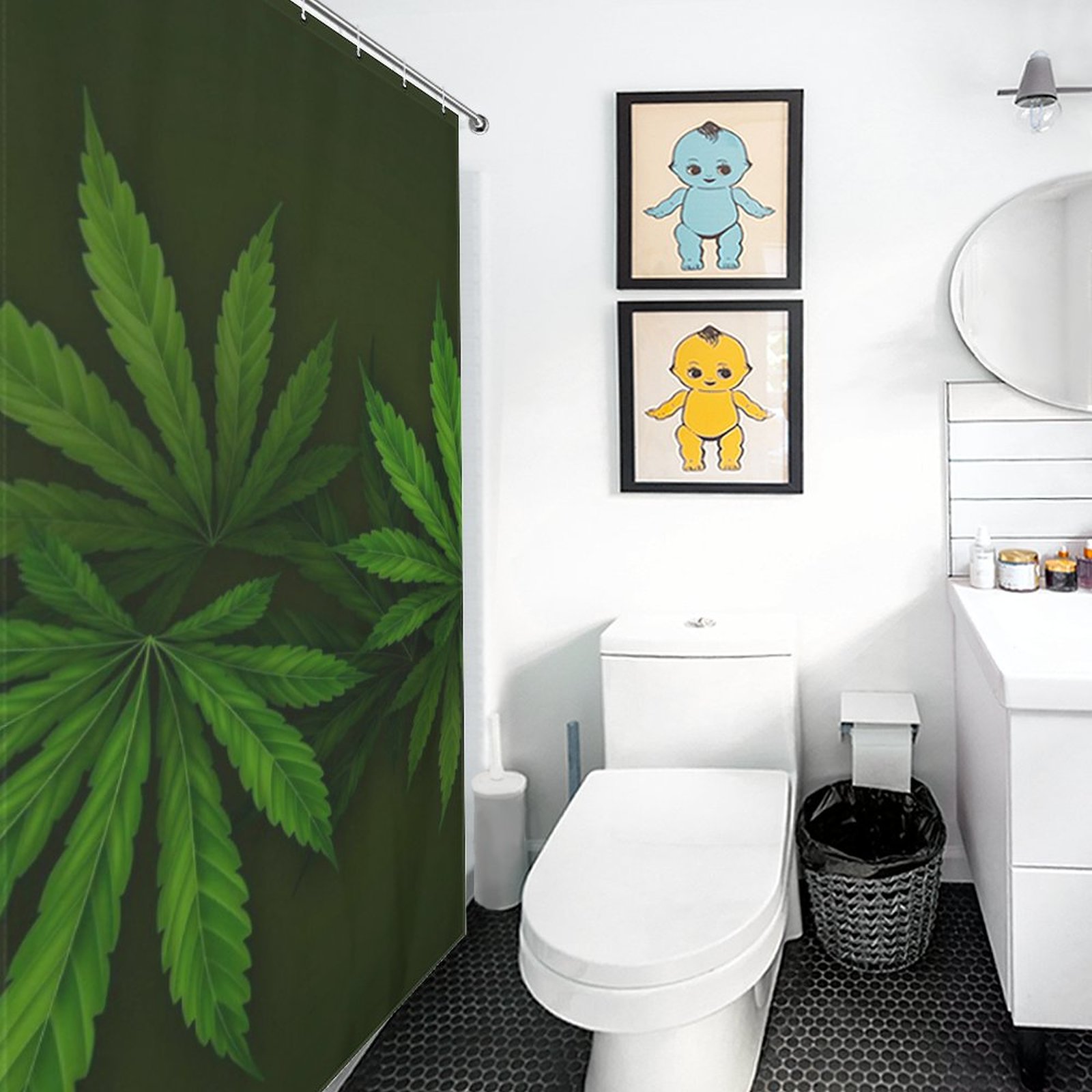 Large Leaf Band Shower Curtain - Image 5