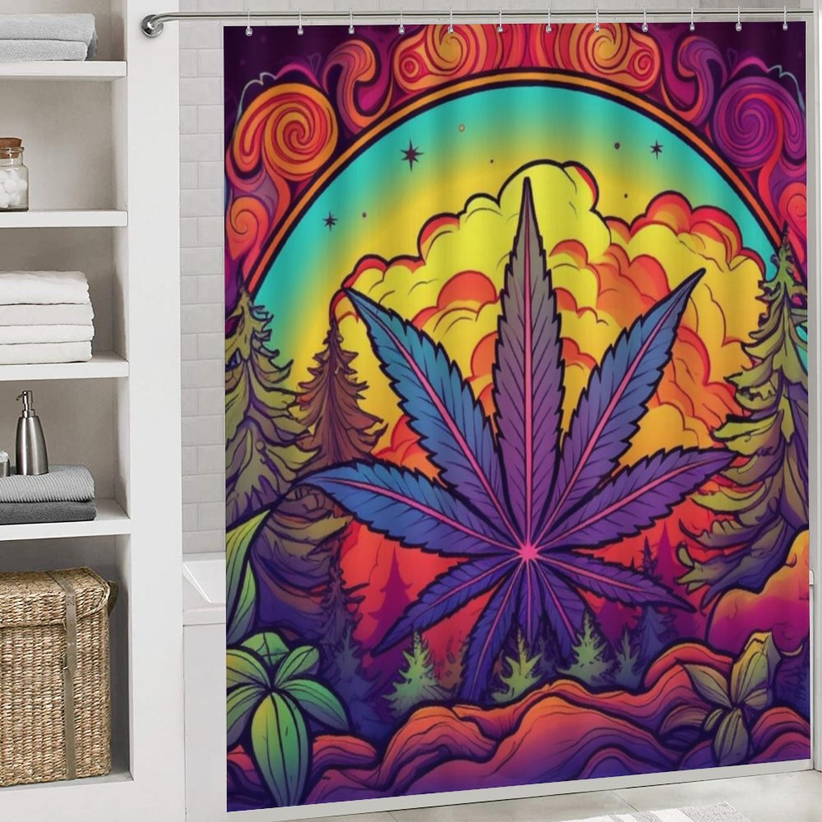 Wilderness Leaf Art Shower Curtain Set with 3 Rugs SHIPPING INCLUDED! - Image 5