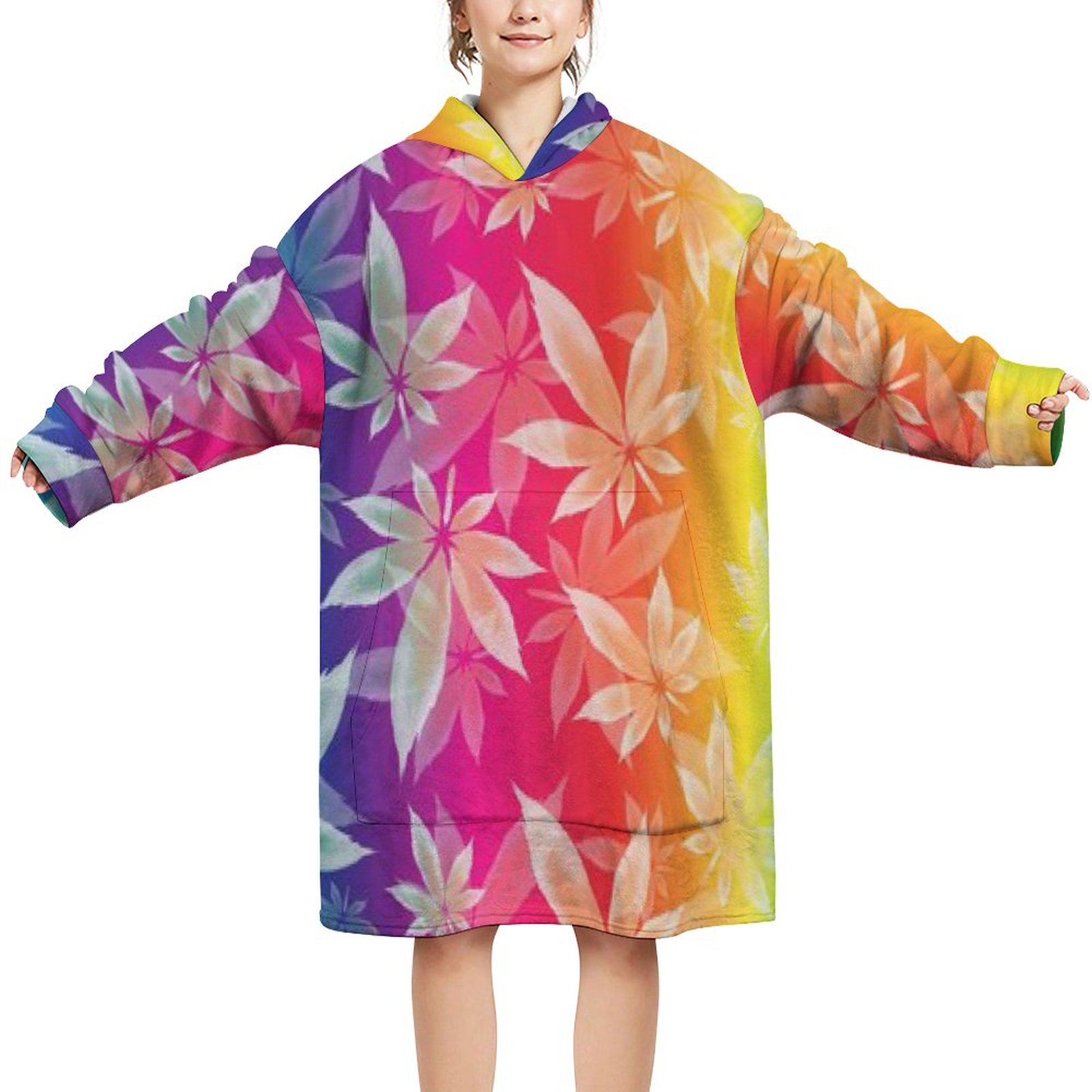 Rainbow with Leaf Pattern Wearable Sweater Blanket Oversize SHIPPING INCLUDED!