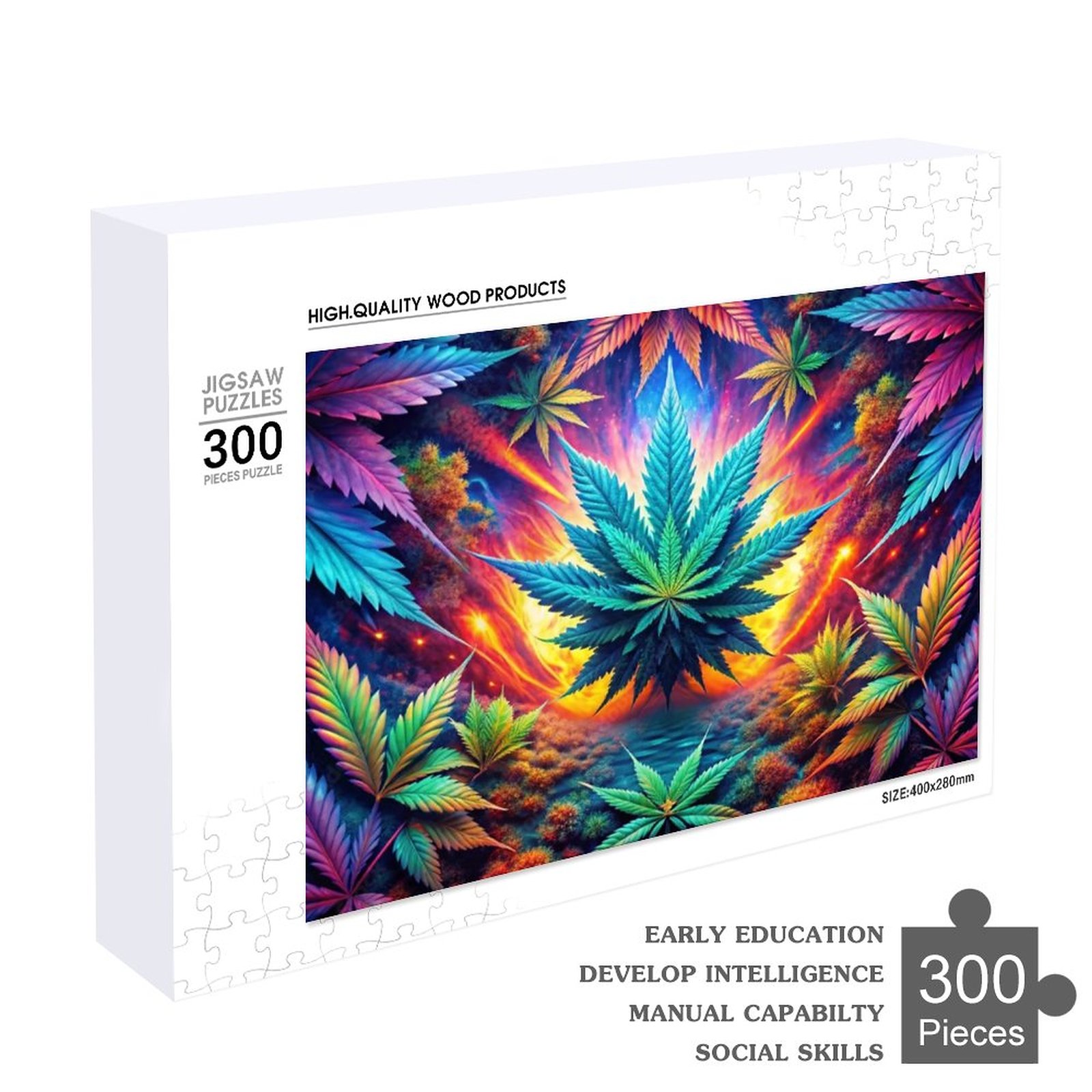 Psychedelic Leaf Wooden Picture Puzzle SHIPPING INCLUDED! - Image 4