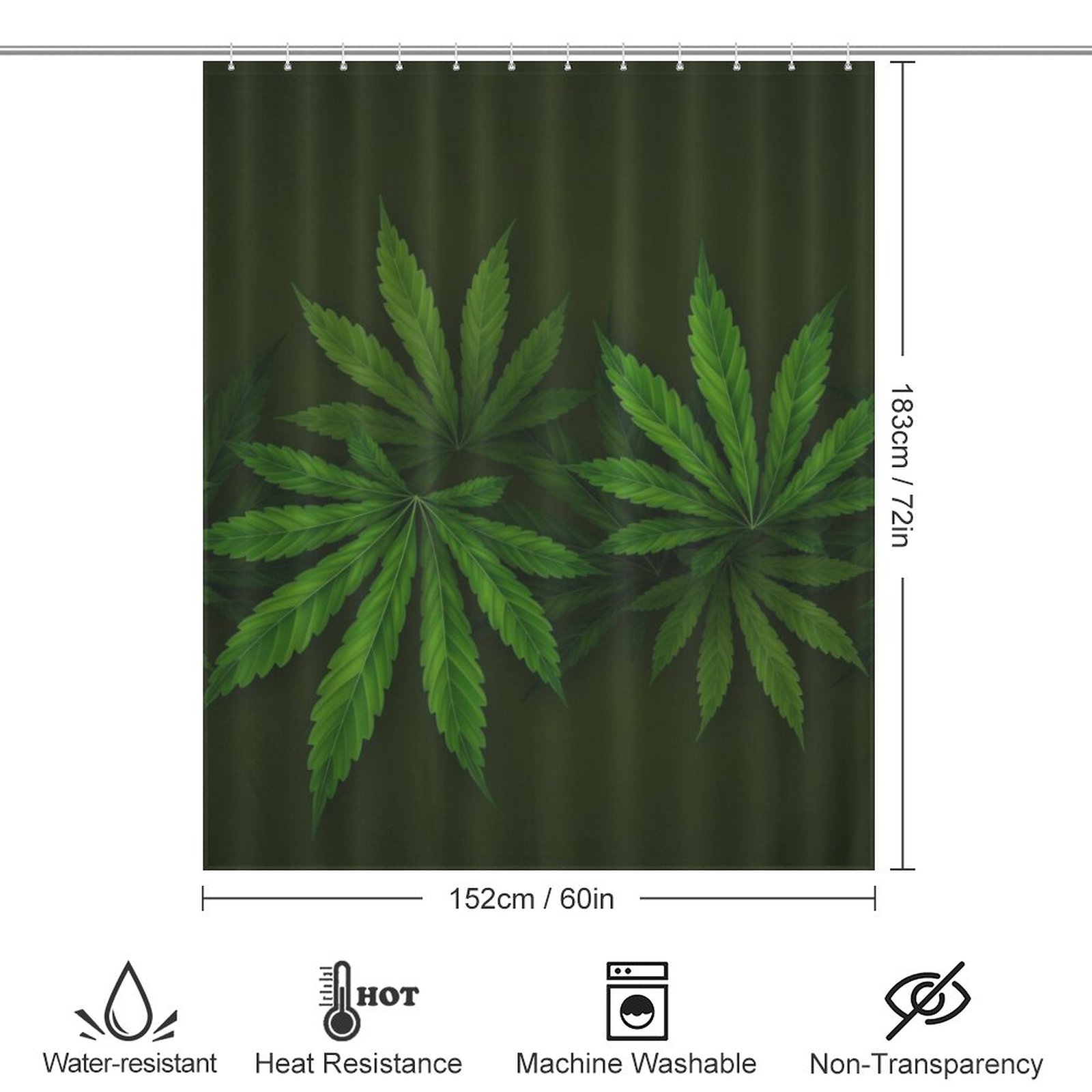 Large Leaf Band Shower Curtain - Image 2