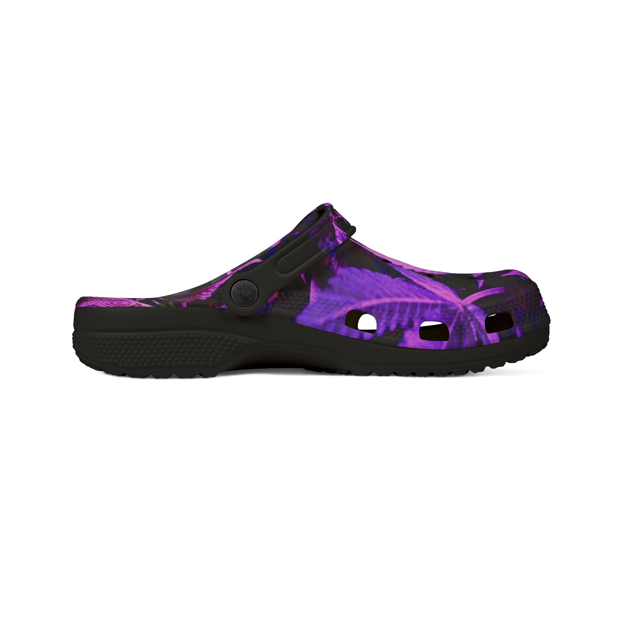 Purple and Green MJ Leaves Foam Clogs, Trendy Garden Shoes, Comfortable Summer Footwear, Unique Gift for Gardeners, Fun Beach Slippers - Image 4
