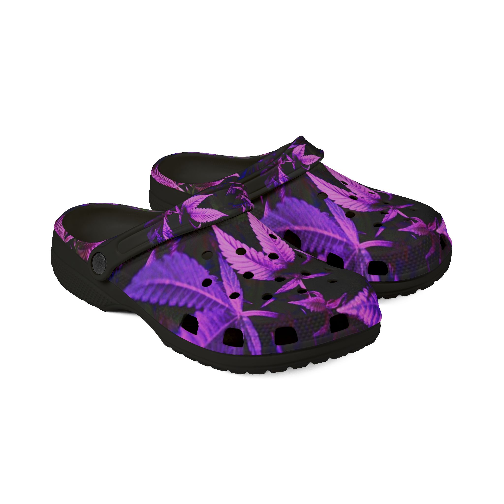 Purple and Green MJ Leaves Foam Clogs, Trendy Garden Shoes, Comfortable Summer Footwear, Unique Gift for Gardeners, Fun Beach Slippers - Image 3