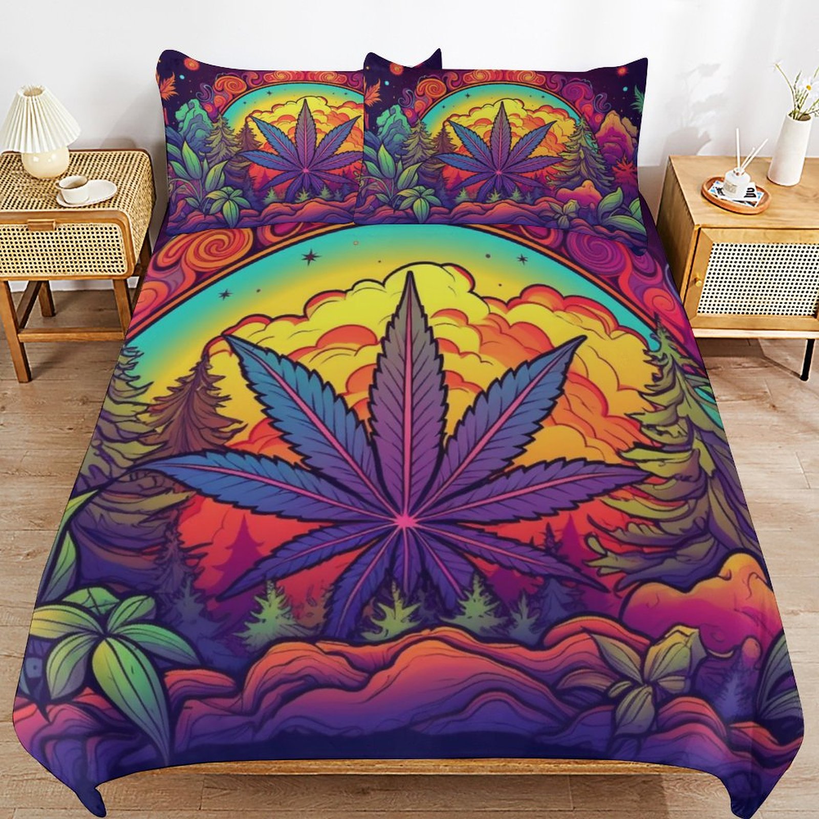 Wilderness Leaf Art 3-Piece Bedding Set-102"x90"/ 259x229cm - Image 6